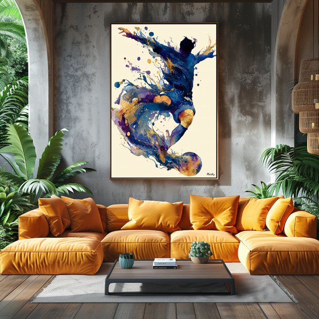 Abstract Fluid Ink Soccer Player – Modern Motion Poster (Von Creator hochgeladen)