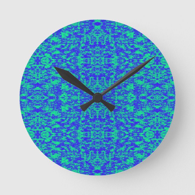 Abstract Fractal In Blue And Green Runde Wanduhr (Vorderseite)