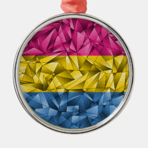 Abstract Fractal Triangles Pansexual Pride Flag Ornament Aus Metall