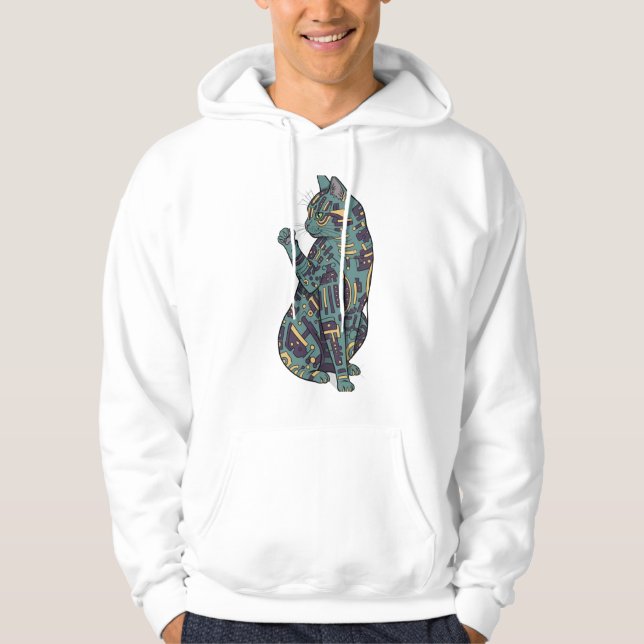 Abstract futuristic cat design hoodie (Vorderseite)