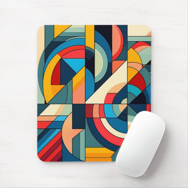 Abstract Geometric Art – Color Grid Composition Mousepad (Mit Mouse)