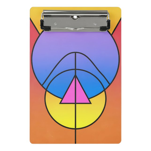 Abstract Geometric Circles Line Colorful Poster Mini Klemmbrett (Vorderseite)