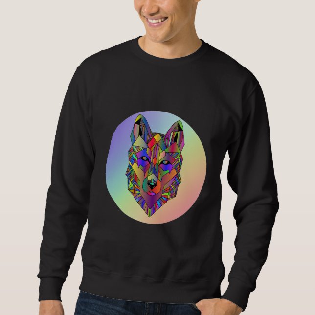 Abstract geometric cubic wolf  art  T-Shirt Sweatshirt (Vorderseite)