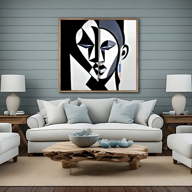 Abstract Geometric Cubist Face Leinwanddruck (Von Creator hochgeladen)
