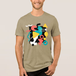 Abstract Geometric Memphis Style 80s Retro Pattern Tri-Blend Shirt