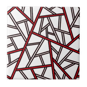 Abstract geometric pattern - red, black and white. fliese