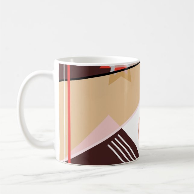 Abstract geometric pattern,  silk scarf shawl desi kaffeetasse (Links)