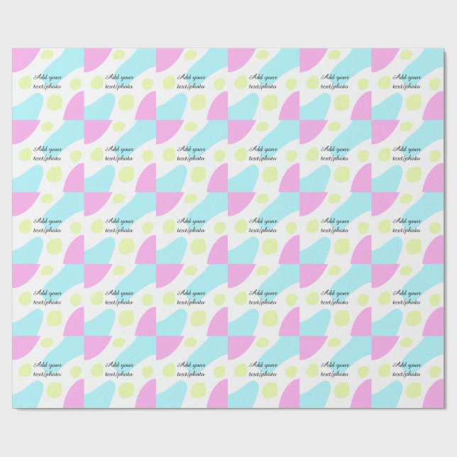 Abstract geometric shapes pastel add name photo ba geschenkpapier (Flach)