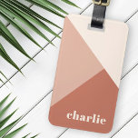 Abstract geometric terracotta shades custom name gepäckanhänger<br><div class="desc">Modern luggage tag featuring geometric shapes in shade of terracotta and cream and your custom name or text in a retro font.</div>