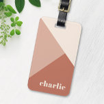 Abstract geometric terracotta shades custom name gepäckanhänger<br><div class="desc">Modern luggage tag featuring geometric shapes in shade of terracotta and cream and your custom name or text in a retro font.</div>