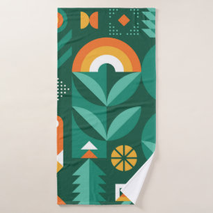 Abstract geometric vintage pattern in Scandinavian Badehandtuch