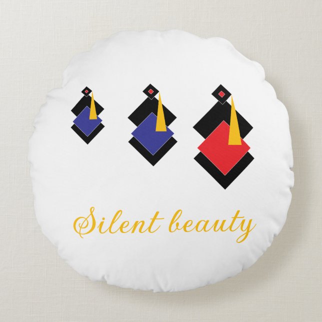 Abstract Geometric Women Throw Pillow – Modern Min Rundes Kissen (Vorderseite)