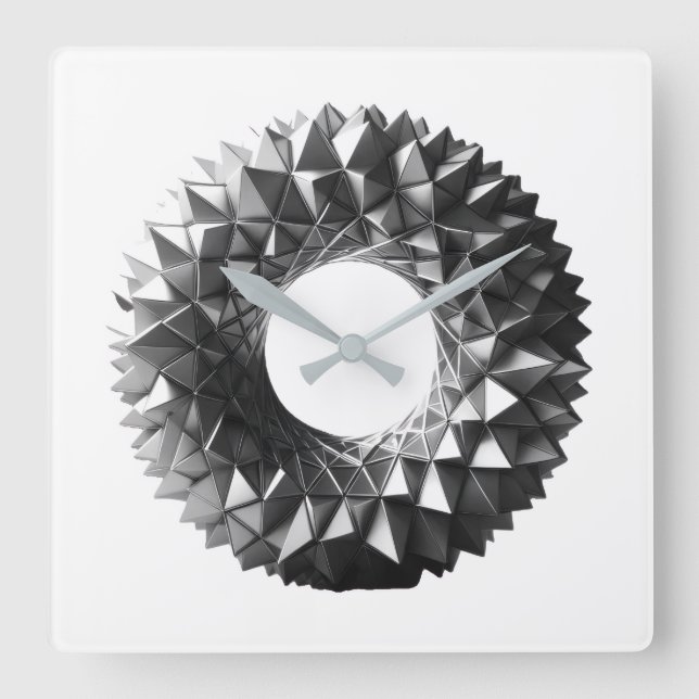 abstract geometrical wreath quadratische wanduhr (Vorderseite)