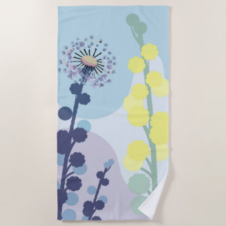 Abstract Golden Wattle Modern Acacia Illustrative Strandtuch