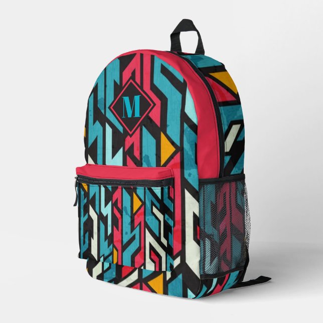 Abstract graffiti pattern urban street art print bedruckter rucksack (Rückseitige Ecke Rechts)