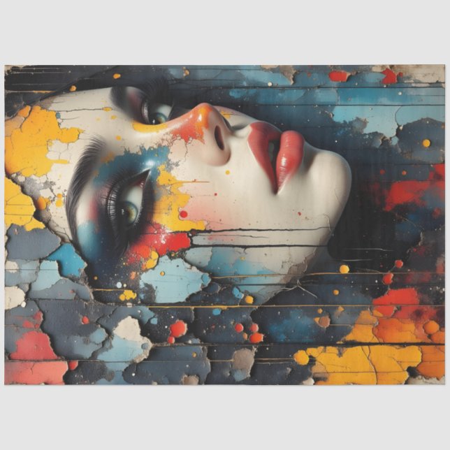 Abstract Graffiti Woman Face Decoupage Paper Seidenpapier (Vorderseite)