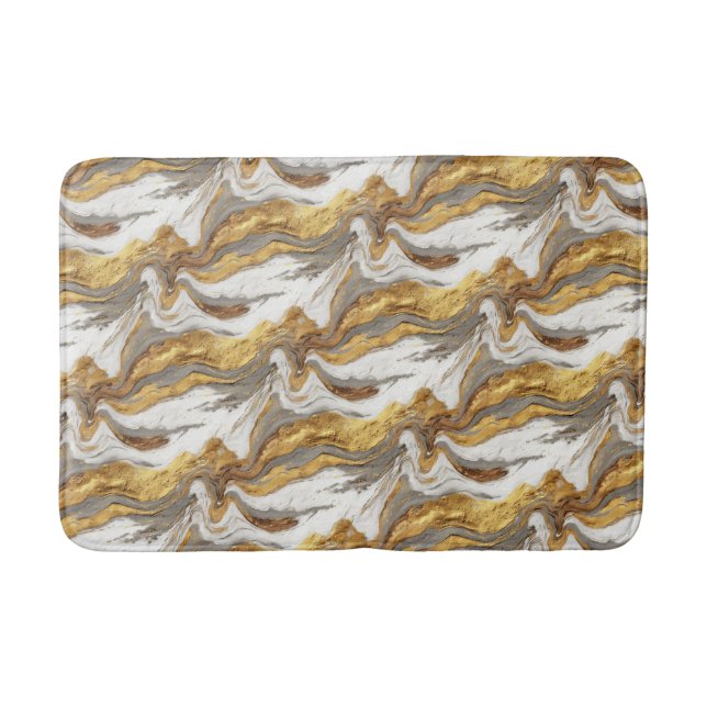 Abstract Gray Marble Texture with Flowing Gold Badematte (Vorderseite)
