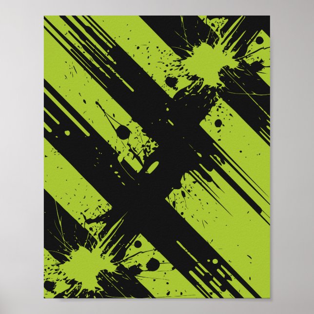 Abstract Green and Black Paint Splatter Poster (Vorne)