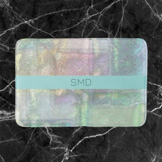 Abstract Green Blue Pink Textured Pattern Badematte (Von Creator hochgeladen)