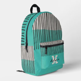 Abstract green minimal style sketched Monogram Bedruckter Rucksack