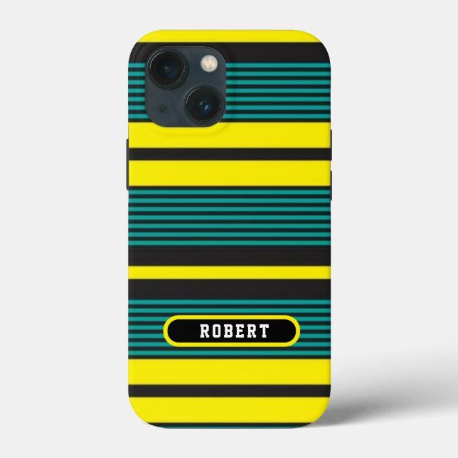 Abstract green yelloe retro stripes Case-Mate iPhone hülle (Rückseite)