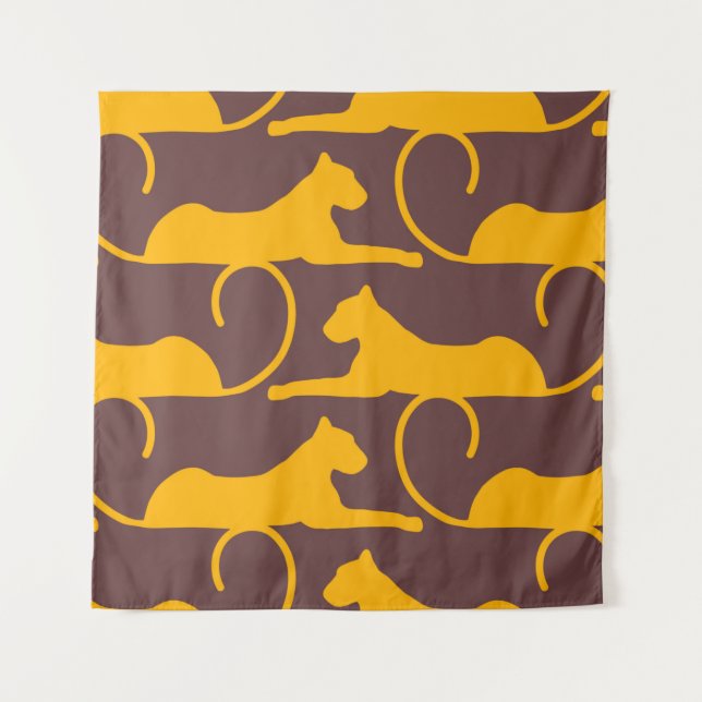 Abstract Hand Drawing Leopard Cheetah Panther Cat  Wandteppich (Vorderseite)