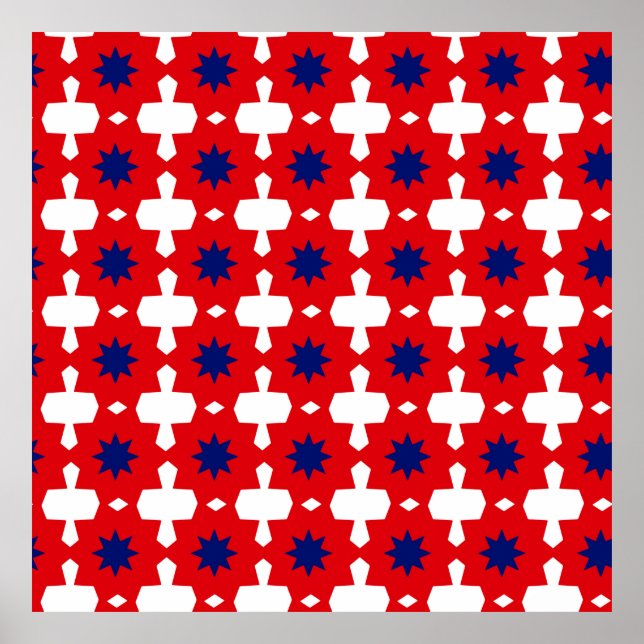 Abstract Hand Drawing Retro 70s Geometric Tile Cer Poster (Vorne)