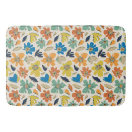 Abstract Hand-Drawn Boho Floral Pattern Badematte