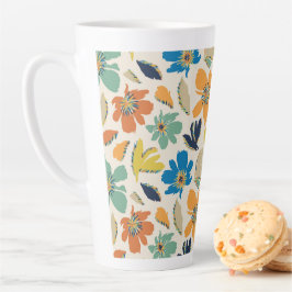 Abstract Hand-Drawn Boho Floral Pattern Milchtasse