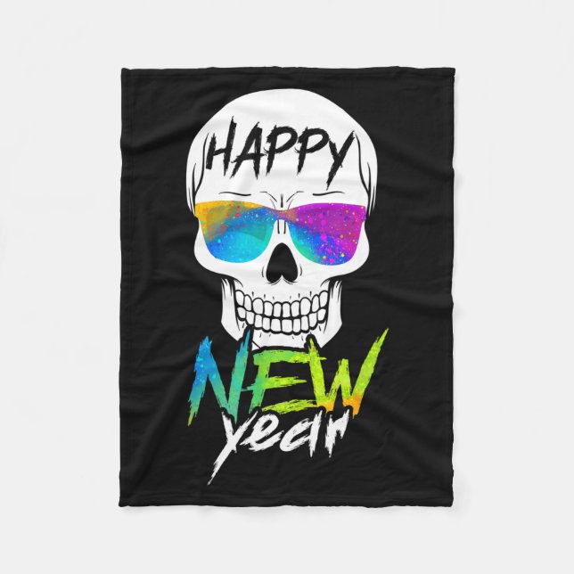 Abstract Happy New Skull Year  Fleecedecke (Vorderseite)