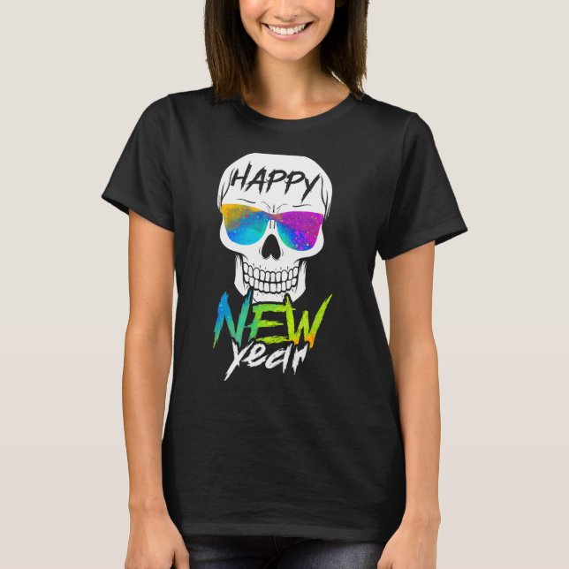 Abstract Happy New Skull Year  T-Shirt (Vorderseite)
