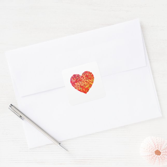 Abstract Heart Confetti Art Quadratischer Aufkleber (Umschlag)