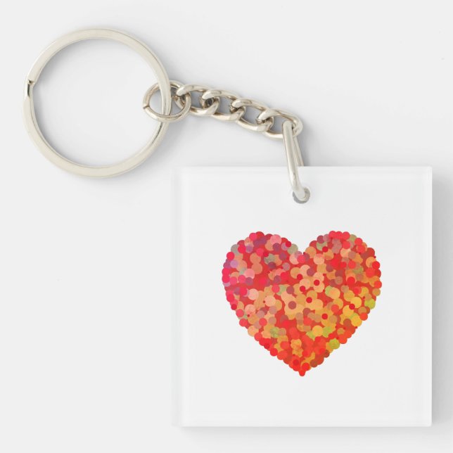 Abstract Heart Confetti Art Schlüsselanhänger (Vorderseite)