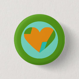 Abstract Heart Green Teal Orange Circle Button