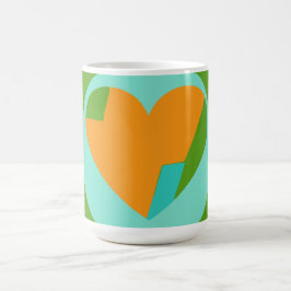 Abstract Heart Green Teal Orange Circle Kaffeetasse