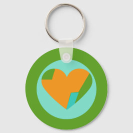Abstract Heart Green Teal Orange Circle Schlüsselanhänger