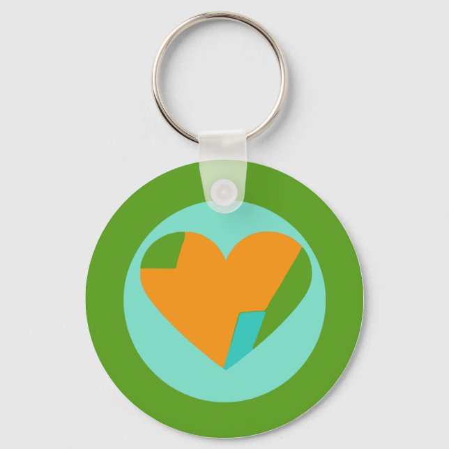 Abstract Heart Green Teal Orange Circle Schlüsselanhänger (Vorderseite)