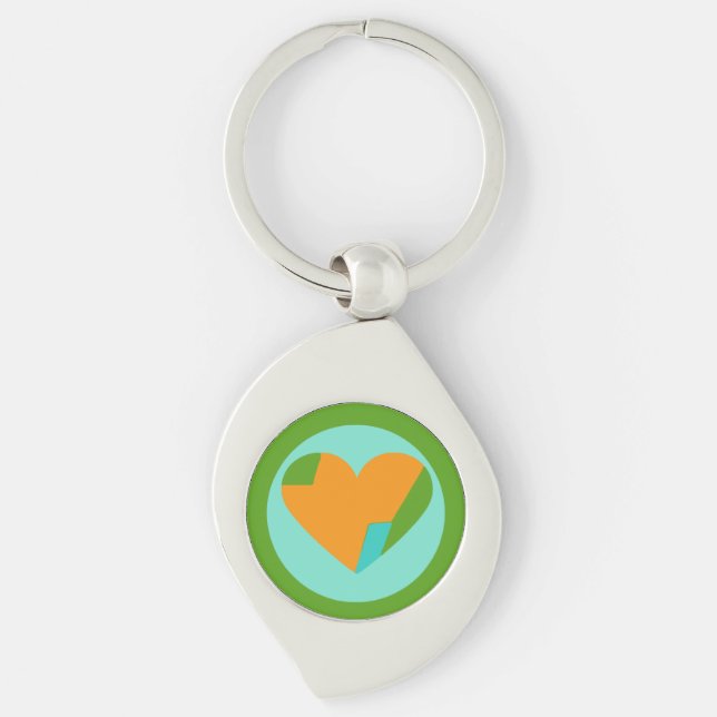 Abstract Heart Green Teal Orange Circle Schlüsselanhänger (Vorderseite)