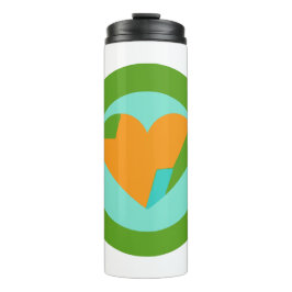 Abstract Heart Green Teal Orange Circle Thermosbecher