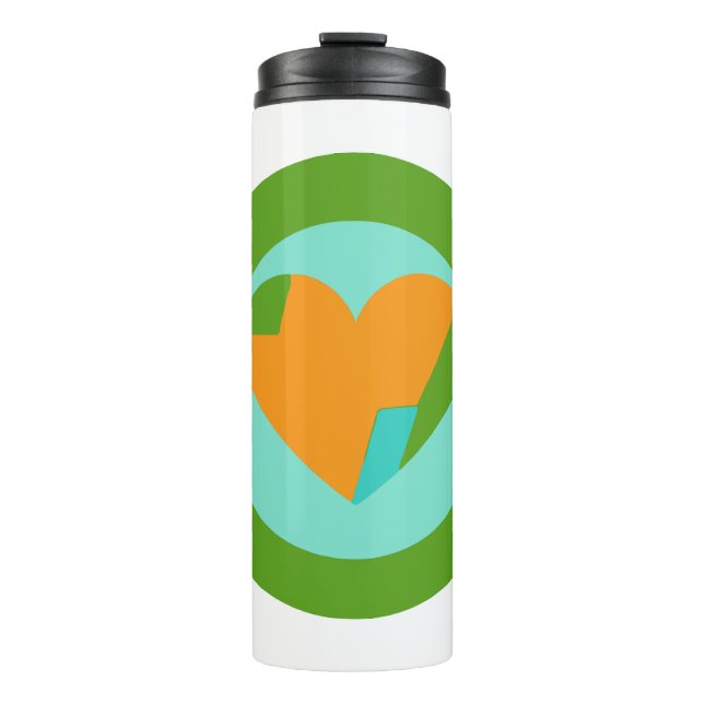 Abstract Heart Green Teal Orange Circle Thermosbecher (Vorderseite)