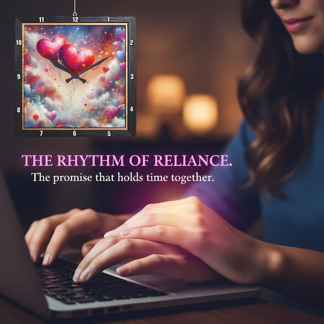 Abstract Heart Nebula Dream Quadratische Wanduhr (Von Creator hochgeladen)