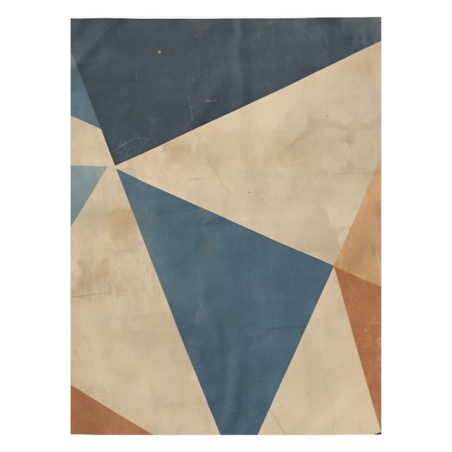 Abstract in Blues, Tan, and Rust Tablecloth Tischdecke (Vorderseite)