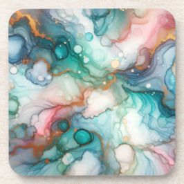 Abstract in Pink, Teal, Blue, and Gold Getränkeuntersetzer