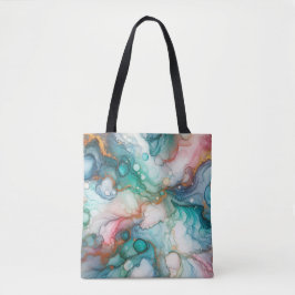 Abstract in Pink, Teal, Blue, and Gold Tasche