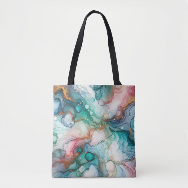 Abstract in Pink, Teal, Blue, and Gold Tasche (Vorderseite)