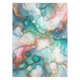 Abstract in Pink, Teal, Blue, and Gold Tischdecke