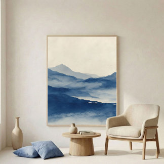 Abstract Indigo Terrain Wall Art Poster