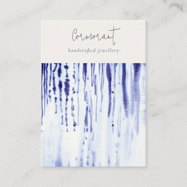 Abstract Ink Blue Lines 2 Earring Stud Holder Visitenkarte (Vorderseite)