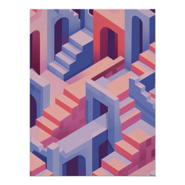  Abstract Isometric Stairs and Arches Poster (Vorderseite)