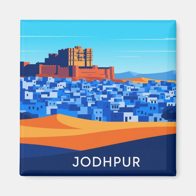 Abstract Jodhpur India Blue houses Magnet (Vorne)